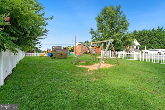 view of yard with a playground