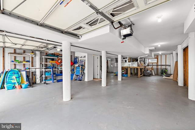 garage with a garage door opener