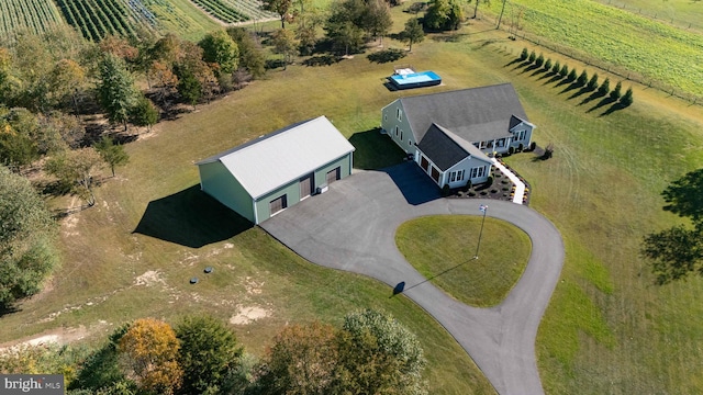 aerial view featuring a rural view