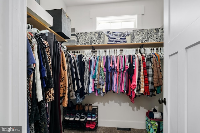 spacious closet with carpet flooring