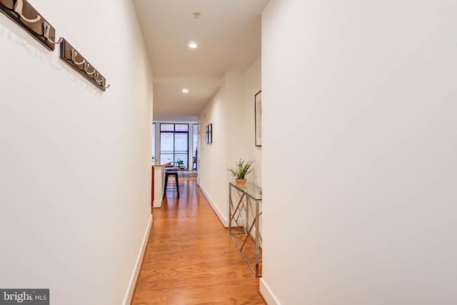 hall with light hardwood / wood-style flooring