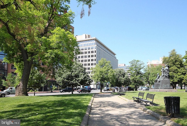 view of community featuring a lawn