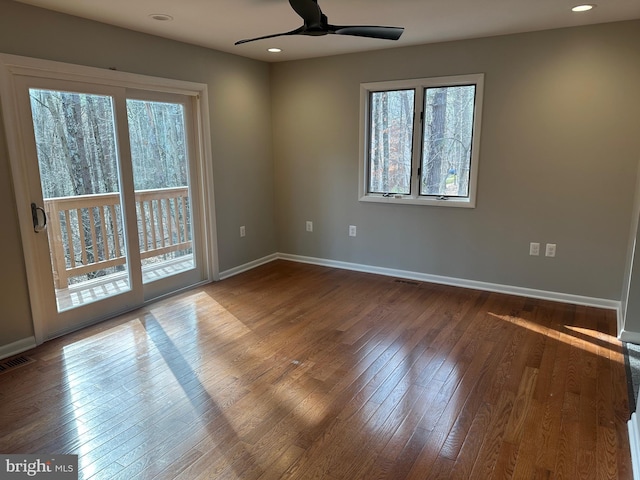 206 Mustang Ct, Gambrills, MD 21054 - spare room featuring wood-type flooring, baseboards, and ceiling fan