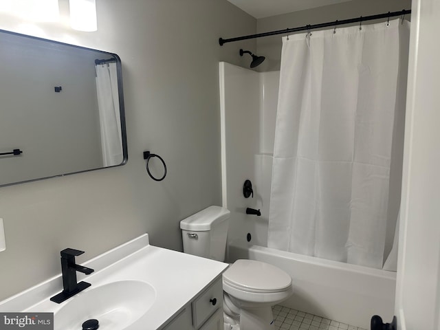 206 Mustang Ct, Gambrills, MD 21054 - full bathroom with vanity, toilet, shower / bathtub combination with curtain, and tile patterned floors