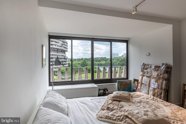 bedroom with track lighting