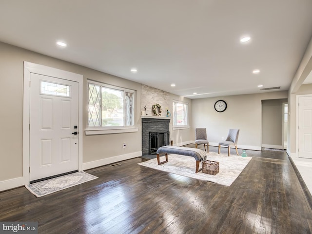 entrance foyer with dark hardwood / wood-style flooring