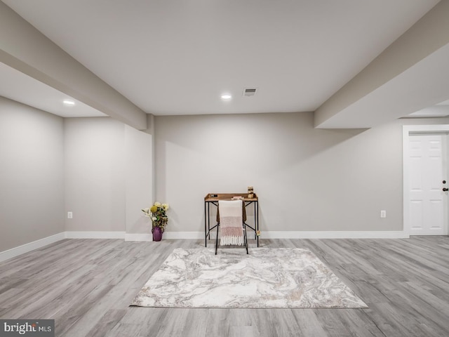 living area featuring light wood-type flooring