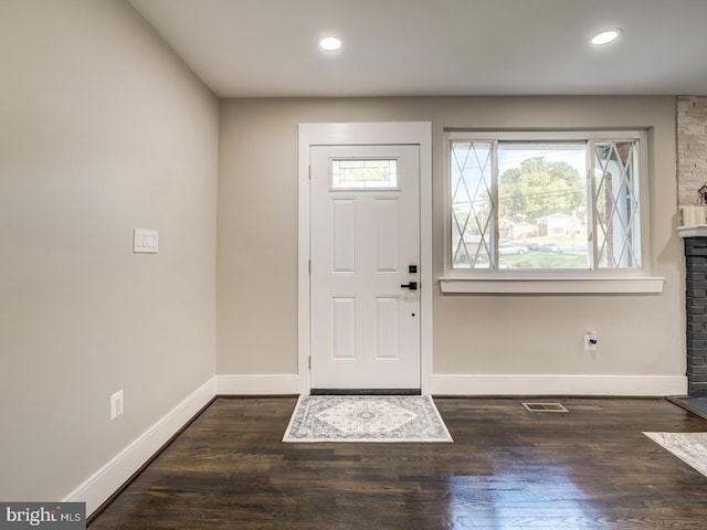 foyer featuring dark hardwood / wood-style floors