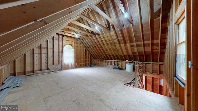 view of unfinished attic