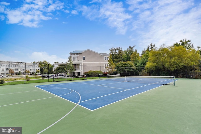 view of tennis court with basketball court