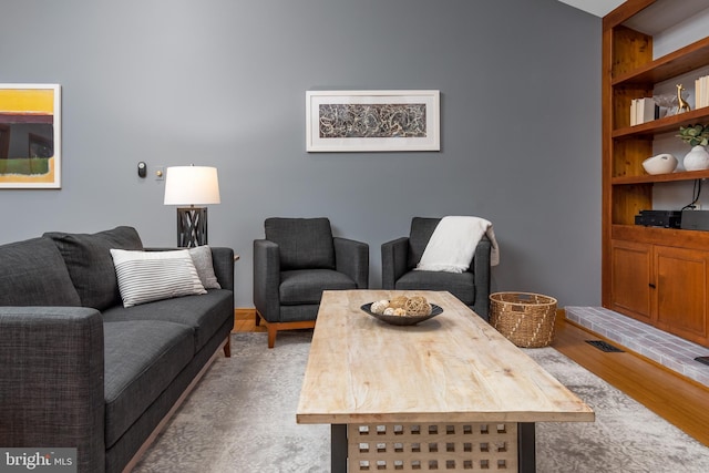 living room featuring light hardwood / wood-style floors