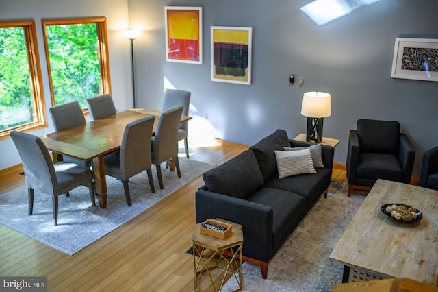 living room featuring light hardwood / wood-style floors