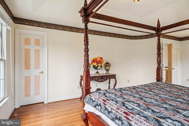 bedroom featuring light hardwood / wood-style flooring