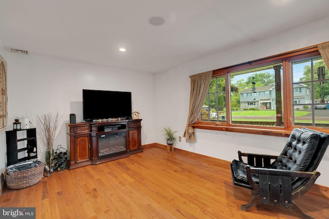 living area featuring light wood-type flooring