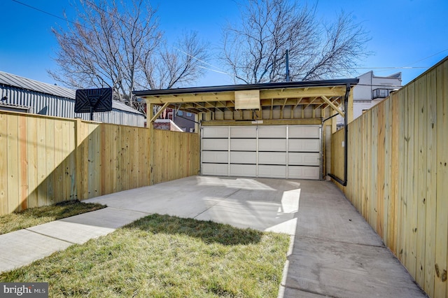 garage with a carport