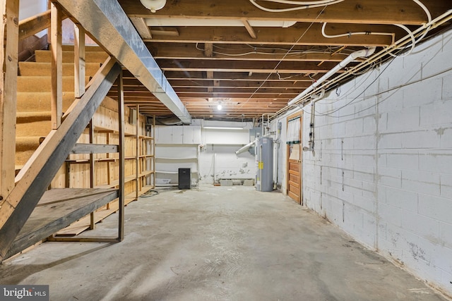 basement with electric water heater