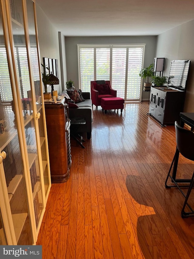 living room with hardwood / wood-style floors