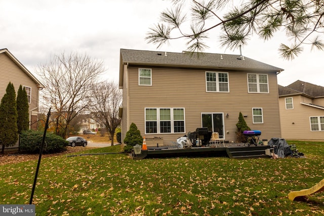 5 Cedarhouse Ct, Rosedale, MD 21237 - rear view of house featuring a wooden deck and a lawn