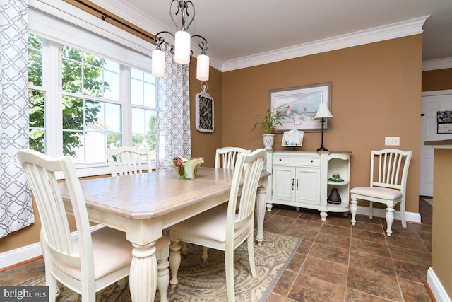 dining room with ornamental molding