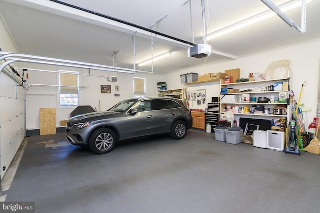 garage with a garage door opener