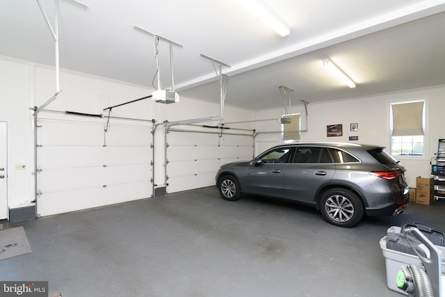 garage with a garage door opener