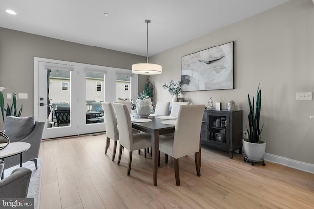 dining area featuring light hardwood / wood-style flooring