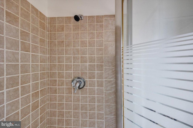 details with a tile shower