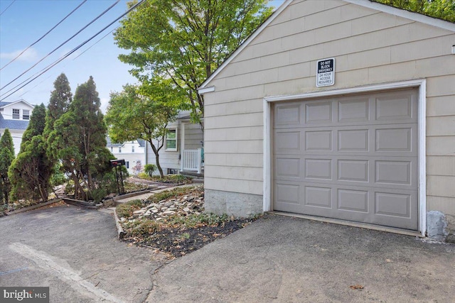 view of garage