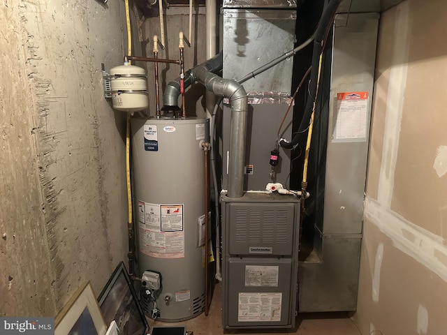 utilities with gas water heater and heating unit