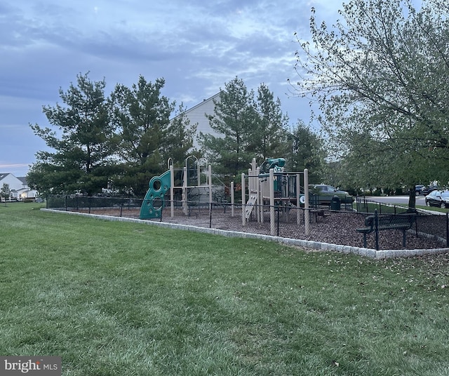 view of playground featuring a yard