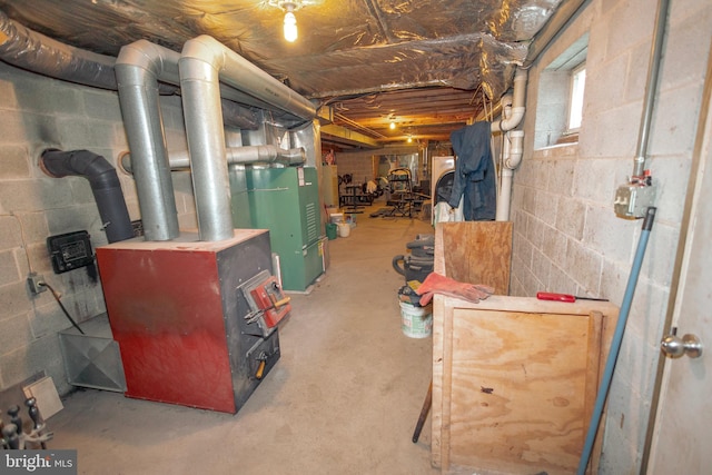 basement with heating unit