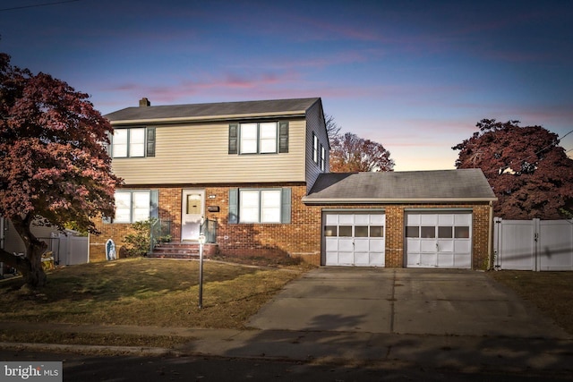 view of front of home with a garage