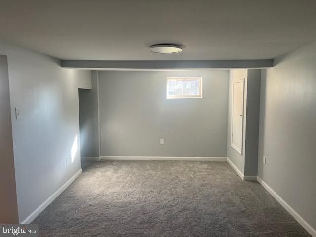 basement with carpet flooring