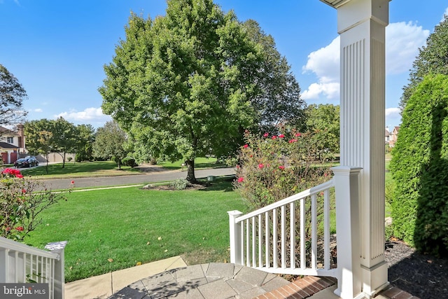 view of yard with a porch