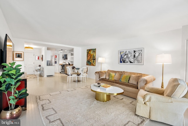 living room featuring light hardwood / wood-style flooring