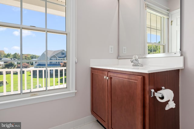 bathroom featuring tile patterned flooring and vanity