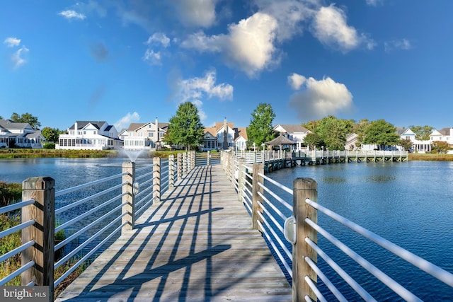 view of dock featuring a water view