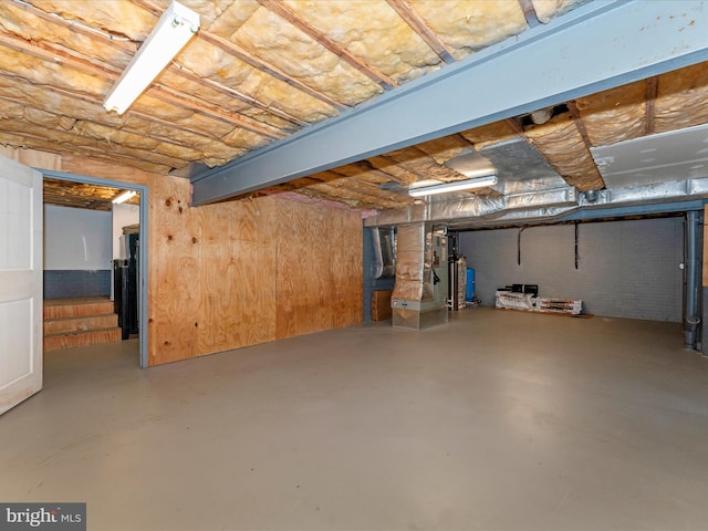 basement featuring water heater