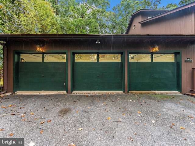 garage with wooden walls