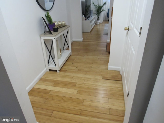 corridor featuring light hardwood / wood-style flooring