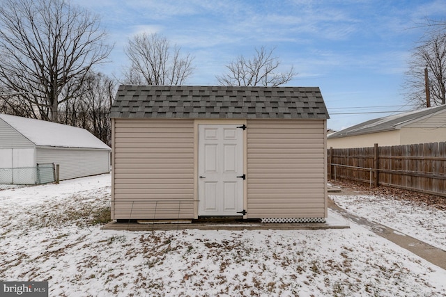 view of snow covered structure