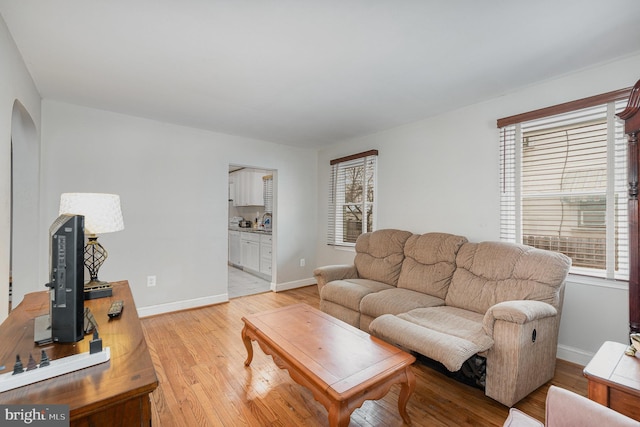 living room with light wood-type flooring