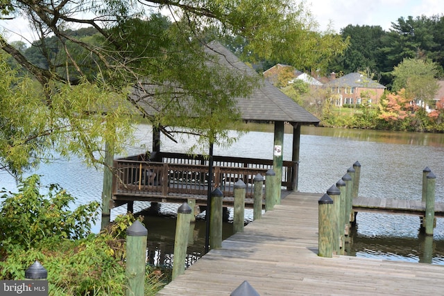 view of dock featuring a water view