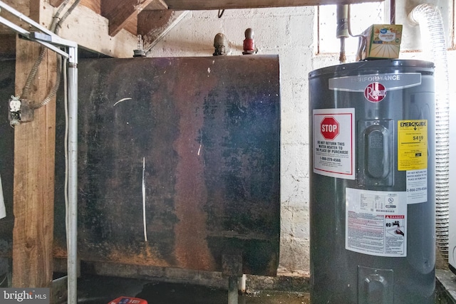 utility room with electric water heater