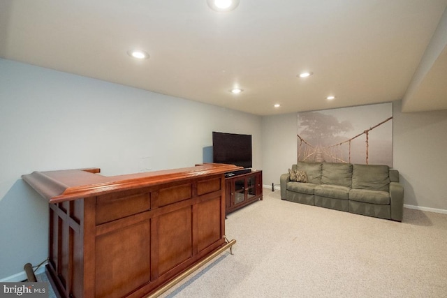 living room with light carpet