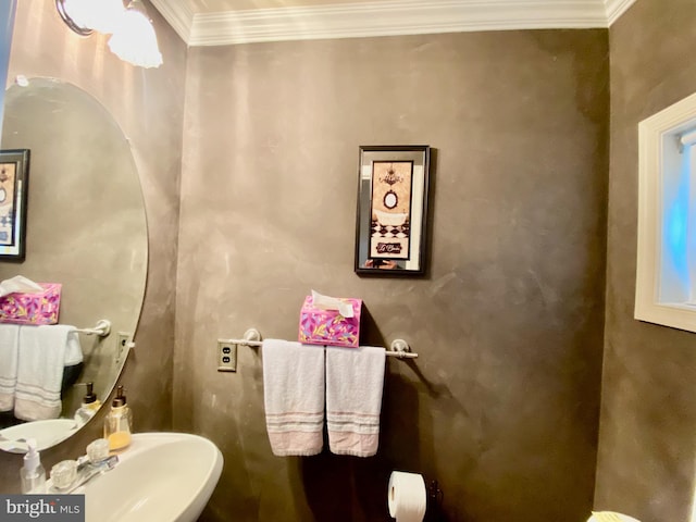 bathroom with crown molding and sink