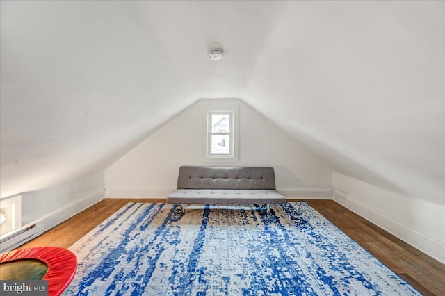 additional living space featuring lofted ceiling and hardwood / wood-style flooring