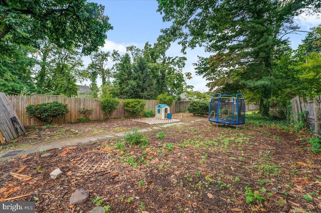 view of yard featuring a trampoline