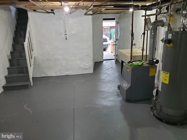 basement with gas water heater