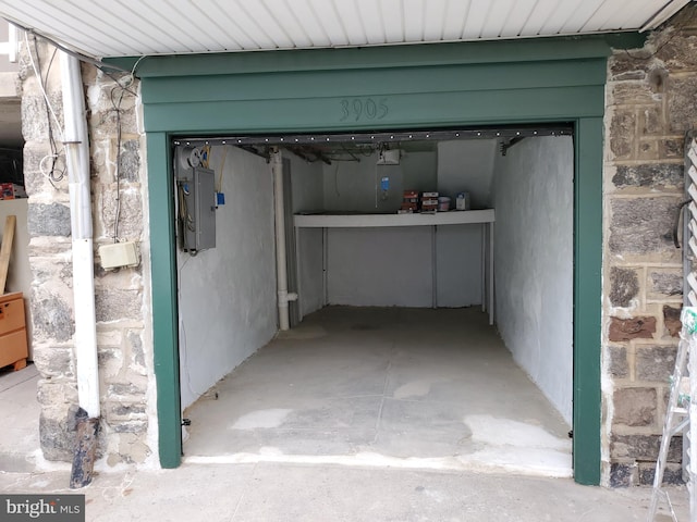 garage with electric panel